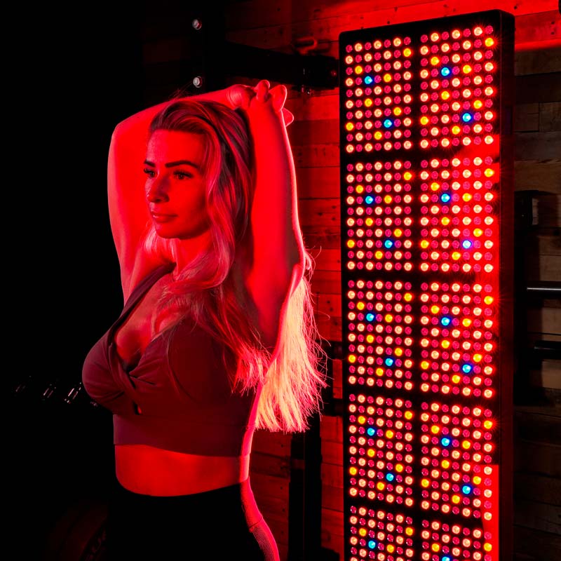 Women stood in front of full body red light 