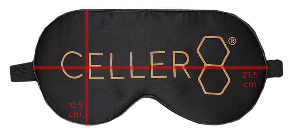 Eye mask with measurements on