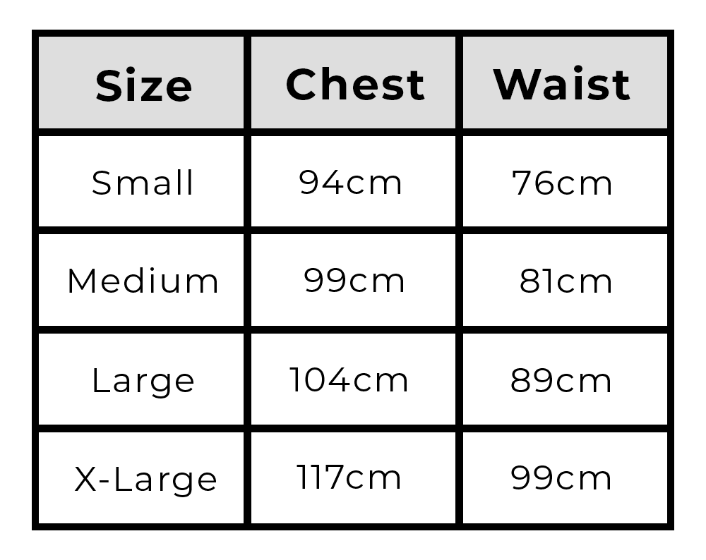 T-shirt size chart