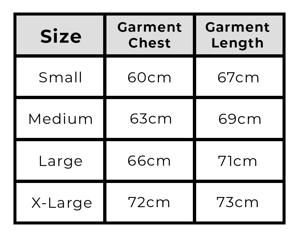 T-shirt size chart