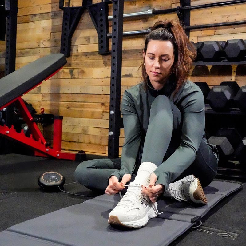 Women getting ready for the guy sitting on CELLER8 full body mat