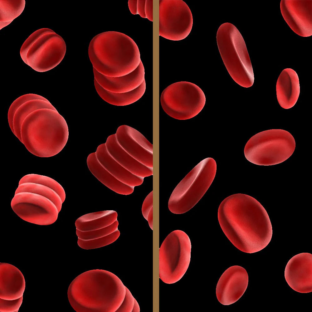 Stack and unstacked blood cells